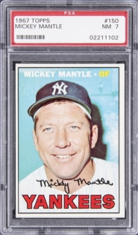 1967 Topps #150 Mickey Mantle Card - PSA NM 7